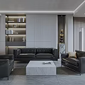 Modern Office Interior With Open Design Wooden Bookshelf Desk Computer Chairs And Table Lamp