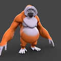 3D Cartoon Gorilla Character With Orange White Fur Standing Pose 3d model
