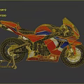 Red Honda Sport Motorcycle With Blue And White Stripes And Sleek Design