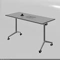 White Wheeled Conference Table With Green Cup And Tablet On Top