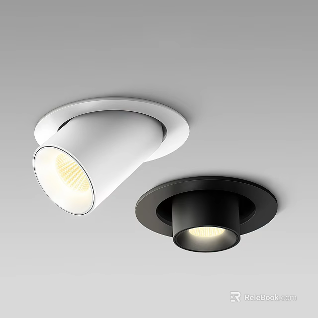 Modern White and Black Recessed Downlights and Spotlights Ceiling Lighting Fixtures 3d model 