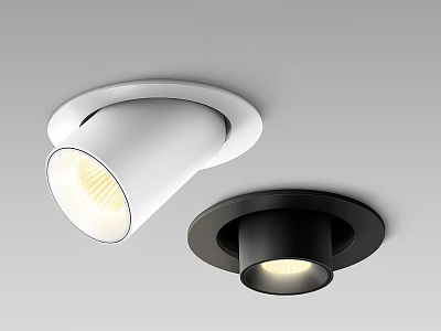 Modern White and Black Recessed Downlights and Spotlights Ceiling Lighting Fixtures 3d model