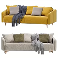 Light Gray Modern Sofa With Green Beige Cushions Soft Throw Blanket And Multiple Color Choices