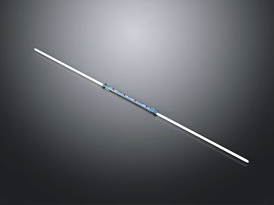 Long Polearm Weapon With Metal Shaft And Blue Accents For Tactical Use 3d model