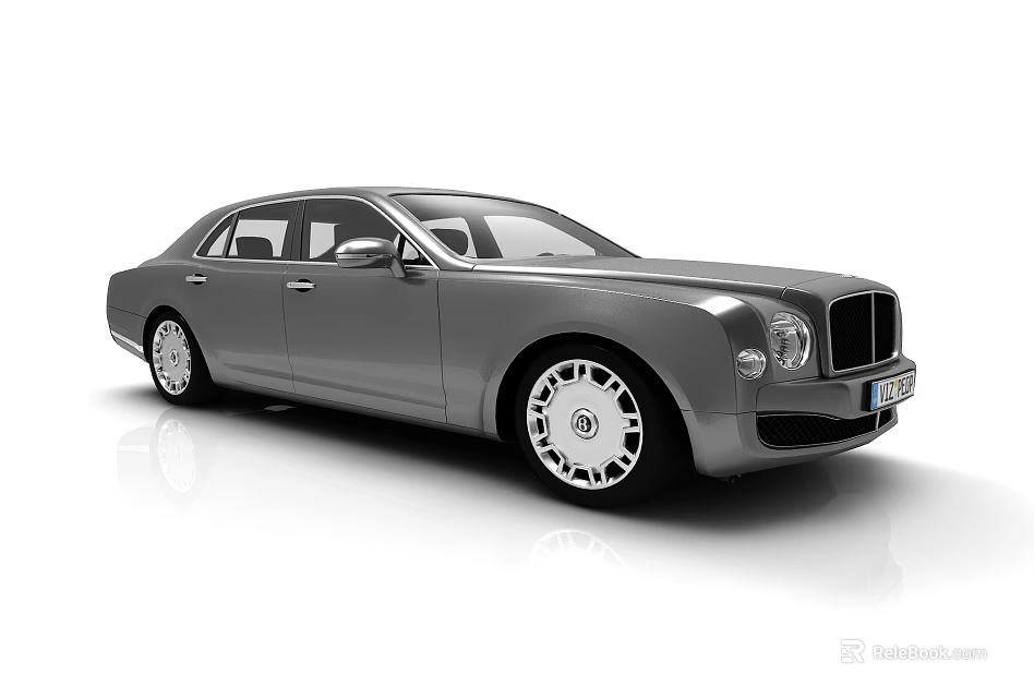 Gray Luxury Sedan With Sleek Body Design And White Alloy Wheels 3d model 