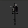 Multi Barrel Machine Gun With Black Metal Body And Red Indicator Light 3d model