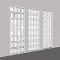 White Modern Room Dividers With Geometric Perforated Patterns And Light Effects 3d model