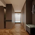 Cozy Study Room Interior With Dark Wooden Bookshelves Wooden Desk And Potted Plant