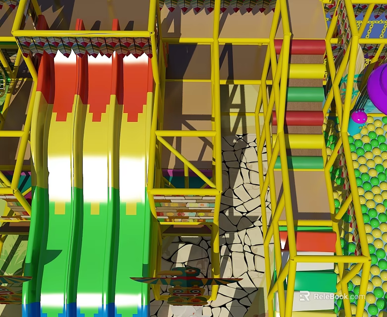 Colorful Indoor Playground Equipment With Slides Climbing Frames And Safe Activity Areas 3d model 