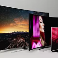 LG Curved OLED TVs Display Starry Sky Mountain Portrait And Red Background