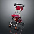 Red Mobility Walker With Seat Storage Bag Ergonomic Handle And Stable Wheels 3d model