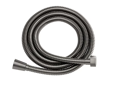 Flexible Metal Shower Hose With Coiled Design And Chrome Connectors 3d model
