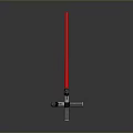 Red Glowing Lightsaber Weapon With Silver Hilt And Small Component On Dark Background 3d model