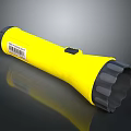 Bright Yellow Flashlight With Black Grip And Barcode Label For Daily Use 3d model