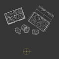 Fried Chicken Pieces in Open White and Orange Box with Closed Box and Scattered Pieces