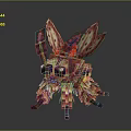 Pixelated Creature With Red Pink Wings Purple Legs And Detailed Pixel Art Design