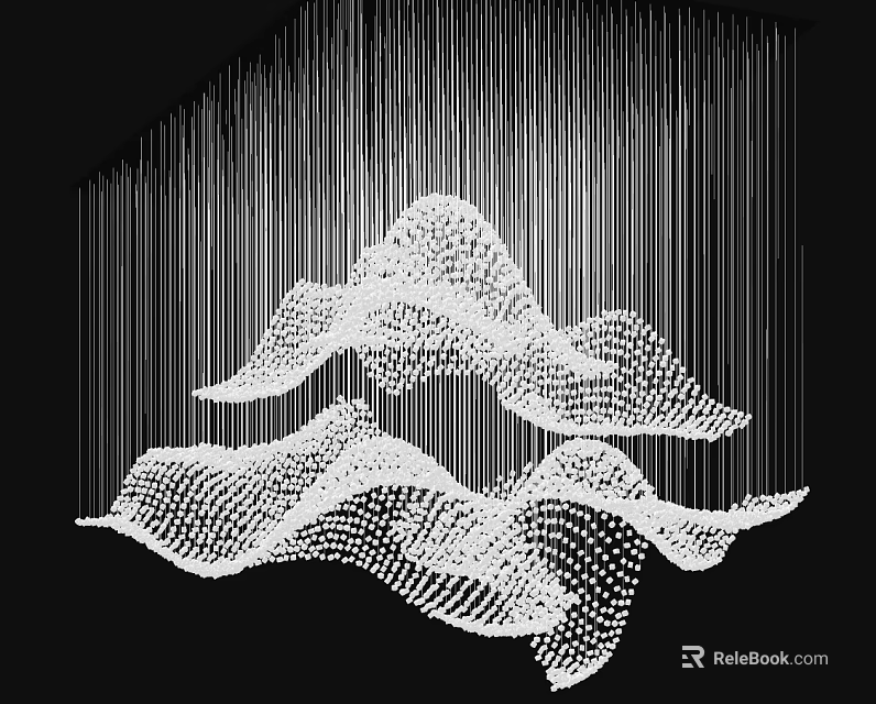 Modern Wave Shaped Crystal Chandelier With Hanging Crystal Strings For Interior Decoration 3d model