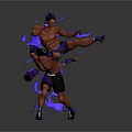 3D Rendered Two Muay Thai Fighting Characters With Purple Effects And Dynamic Moves
