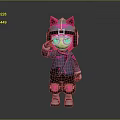 Cyberpunk Themed Character With Cat Ear Helmet And Pink Accents In Futuristic Tech Outfit