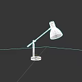 Modern Desk Lamp With White Lampshade Wooden Arm And White Base On Black Tabletop