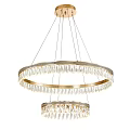 Elegant Modern Double Circular Gold Frame Chandelier With Crystal Pendants 3d model