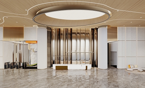 Hotel lobby front desk 3d model