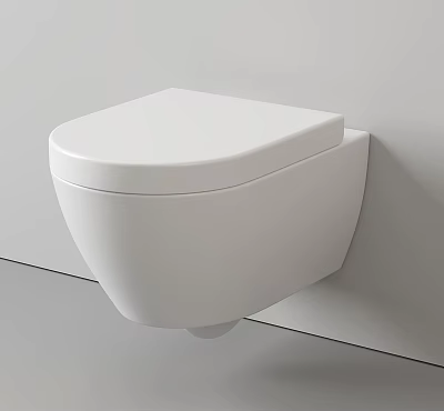Modern White Wall Mounted Toilet Featuring Sleek Design For Bathroom Interiors 3d model