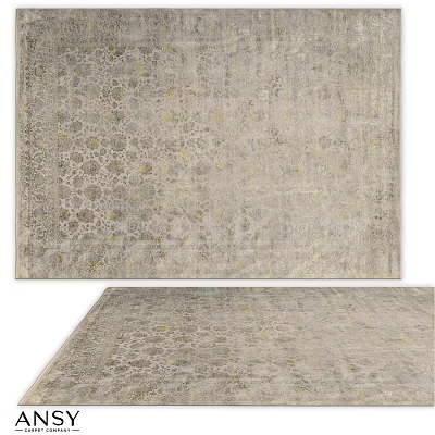 Square Rug with Intricate Floral Patterns Gray Base and Gold Accents Elegant Home Decor 3d model