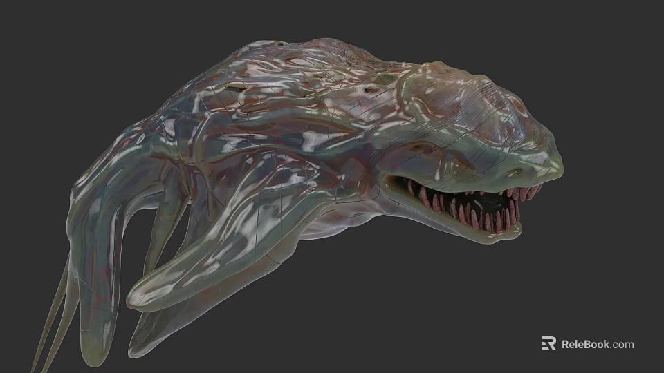 Mythical Aquatic Creature With Sleek Tentacles Sharp Teeth And Translucent Skin 3d model