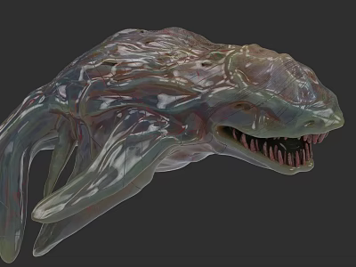 Mythical Aquatic Creature With Sleek Tentacles Sharp Teeth And Translucent Skin 3d model