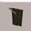 Green Striped Household Towel Hanging on White Towel Rack for Daily Use