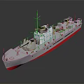 Water Vehicle Military Style Patrol Boat With White Hull Red Bottom Superstructure And Deck Equipment