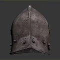 Ancient Metal Weapon Helmet With Riveted Details And Rustic Historical Design