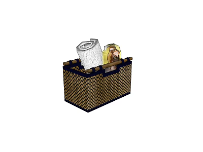Home Bathroom Accessories Storage Wicker Basket With Toilet Paper And Essentials 3d model