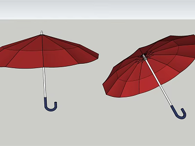 Two Red Umbrellas With Stylish Design For Daily Use And Weather Protection 3d model