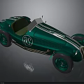 Green Vintage Racing Car With White Stripes And Number 62 Open Top Design
