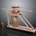 Industrial Equipment With Wooden Construction Cross Beams Rope System And Manual Operation