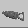 Gray Industrial Mechanical Component with Handle Structure Connector Port and Mounting Holes 3d model