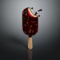 Chocolate Coated Popsicle With Wooden Stick Colorful Sprinkles And Apple Slice Inside