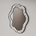 Unique Irregular Shaped Mirror With Textured Black And White Frame Design