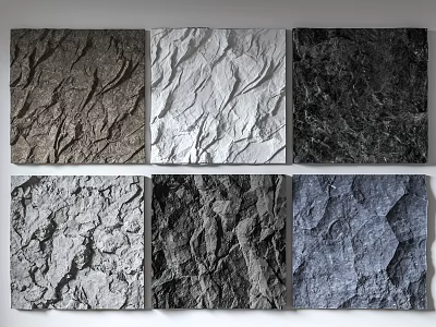 Textured Background Wall With Various Stone Like Textures And Gray White Black Blue Tones 3d model
