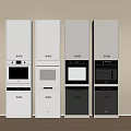 Modern Built in Kitchen Appliances with White And Black Finishes and Multiple Functions