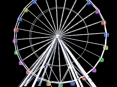 Amusement Park Ferris Wheel With Colorful Cabins And Tall Metal Structure 3d model