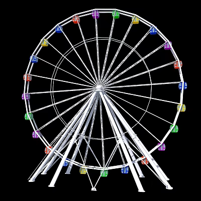 Amusement Park Ferris Wheel With Colorful Cabins And Tall Metal Structure 3d model