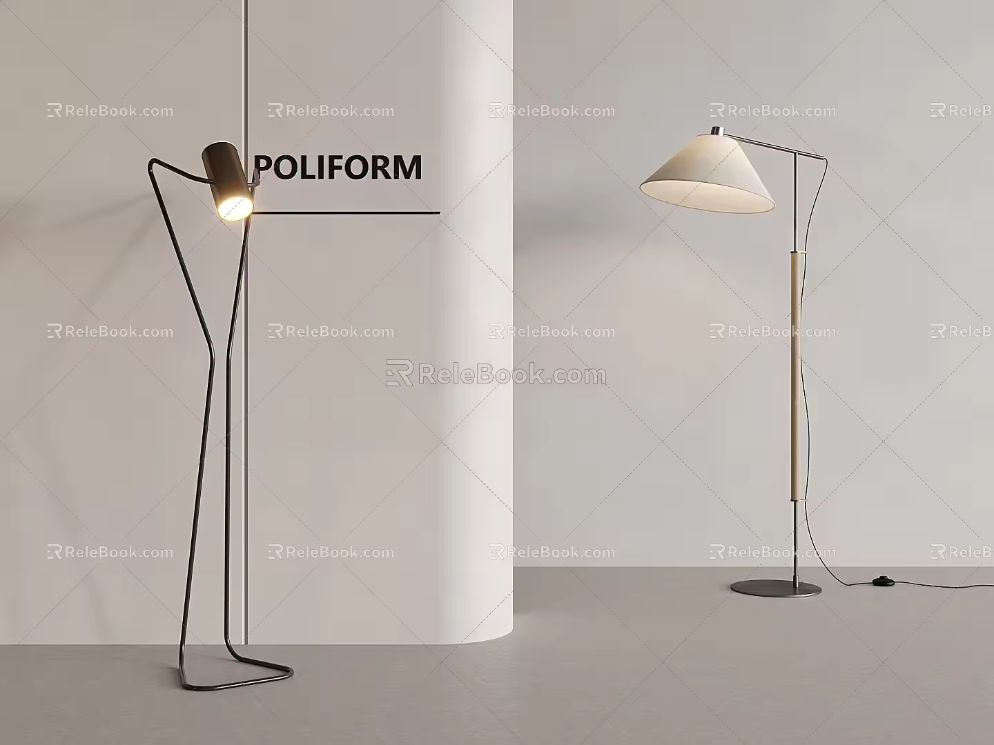 Italian Cream Floor Lamp Nordic Atmosphere Vertical Metal Floor Lamp Creative Art Floor Lamp Table Lamp 3d model