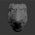3D Bird Head Sculpture With Detailed Texture Gray Material And Realistic Features 3d model