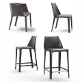 Black Modern Dining Chairs Featuring Sleek Design And Multiple Height Styles Contemporary Look 3d model