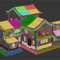 Traditional Chinese Architecture Model With Tiled Roofs Overhanging Eaves And Wooden Structures