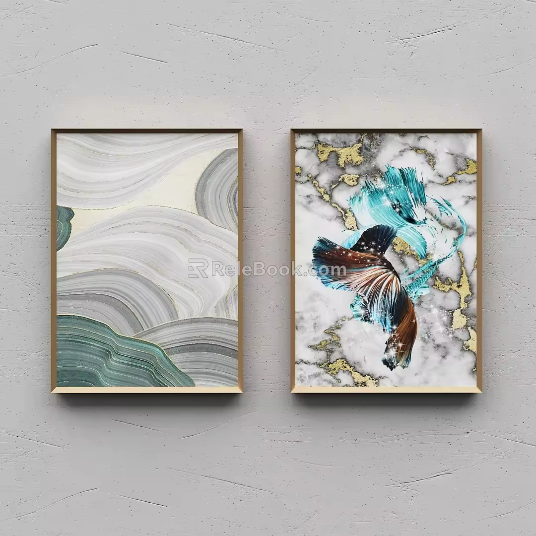 Modern Simple Light Luxury Abstract Hanging Painting 3d model