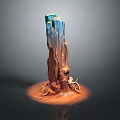 Octopus Tentacles In Brown Blue On Tree Stump 3D Art Model Design 3d model